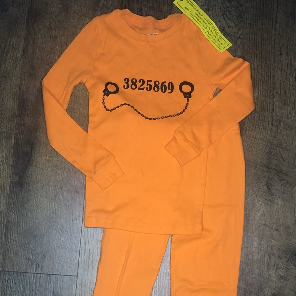 Unisex 2-piece Prisoner Long Sleeve Halloween Cotton Pjs Size 6 years